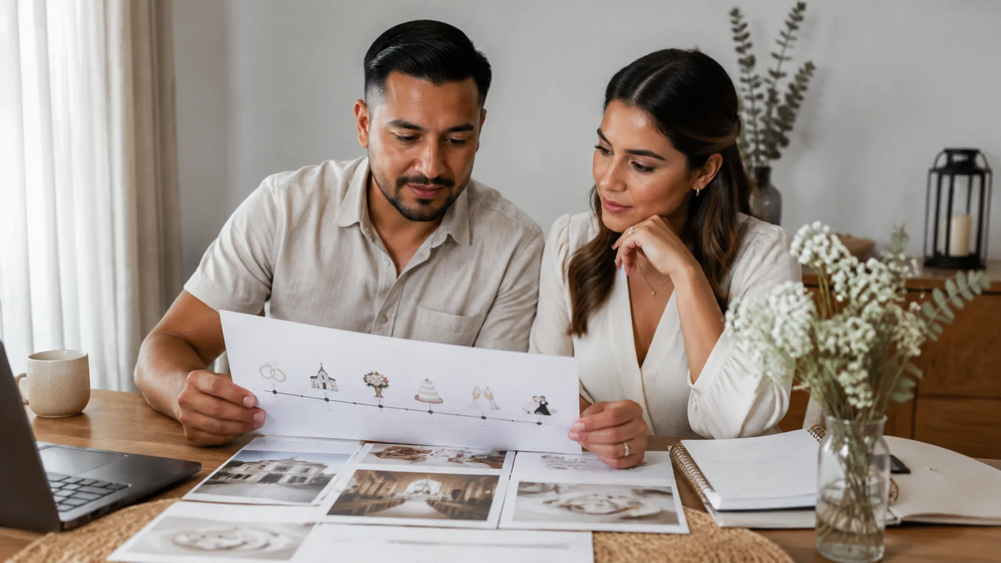 Couple and family planning the sequence between civil and church wedding ceremonies